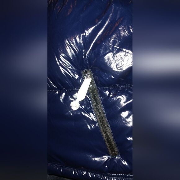 New Navy Blue & Silver Vegan Puffer Jacket Quilted LA Coalition-NWT - Picture 6 of 14